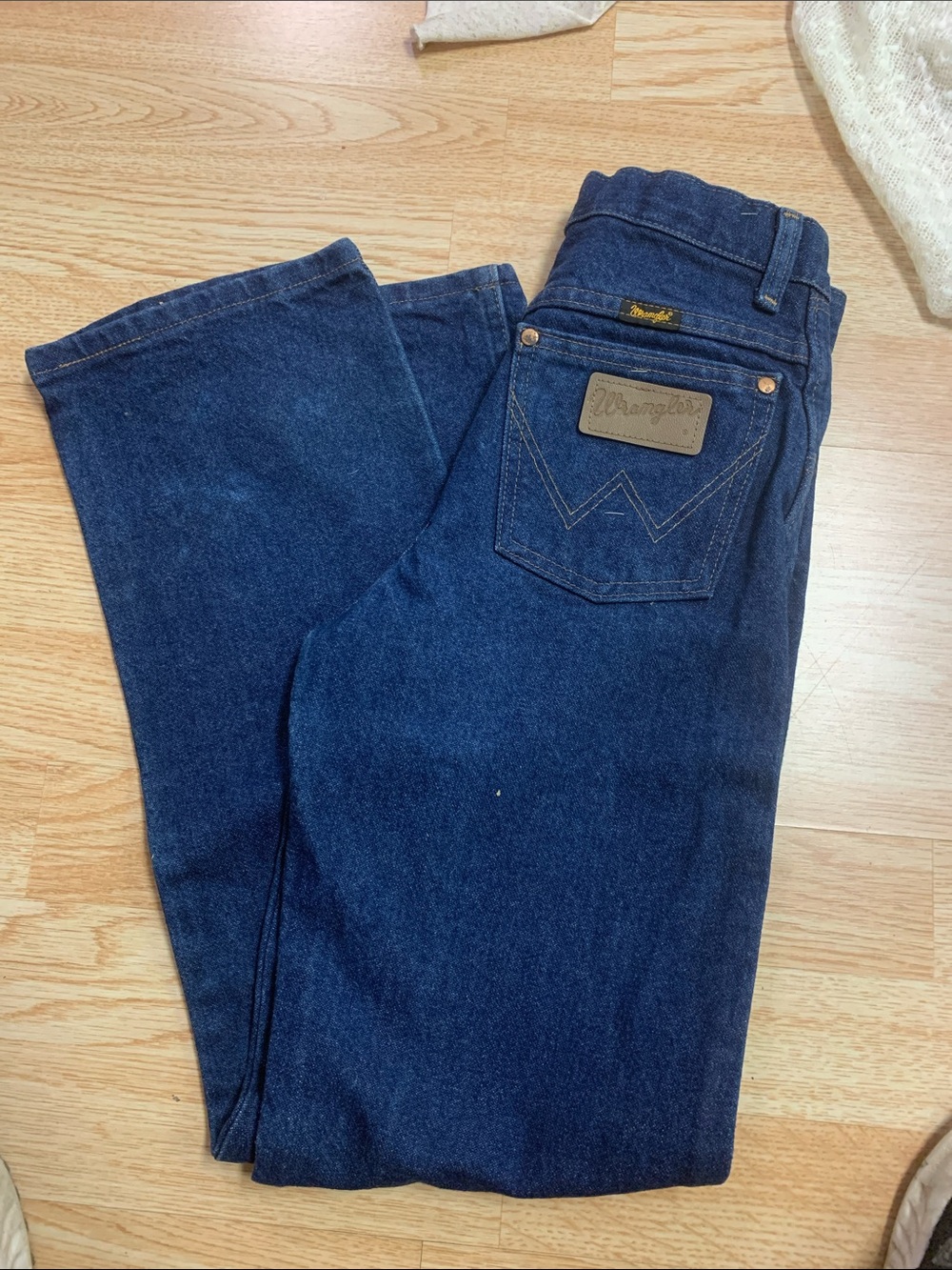 Wrangler boys girls 14 slim Navy Bootcut Jeans adjustable waist